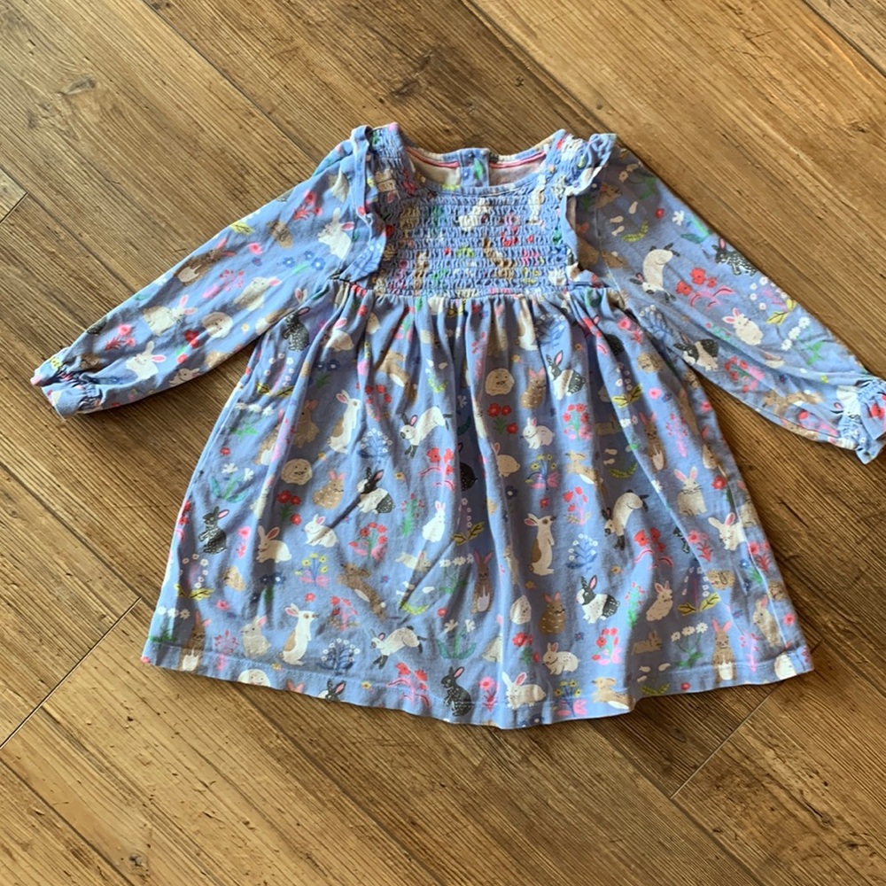 Mini Boden Blue Bunny Dress 2-3 year